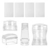 Freeorr 4 Different Clear Silicone French Nail Art Stamper Set With 4 Scrapers, Round Rectangular Double Head Transparent Visible Body Jelly Stamping for Nail Art Manicure