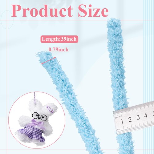 VitalCozy 10 Pcs 39.37 Inches Jumbo Coral Fleece Material Pipe Cleaners Chenille Stems Pipe Cleaner Craft Pipe Stems DIY Projects and Craft Supplies Decorations(Vibrant Color)