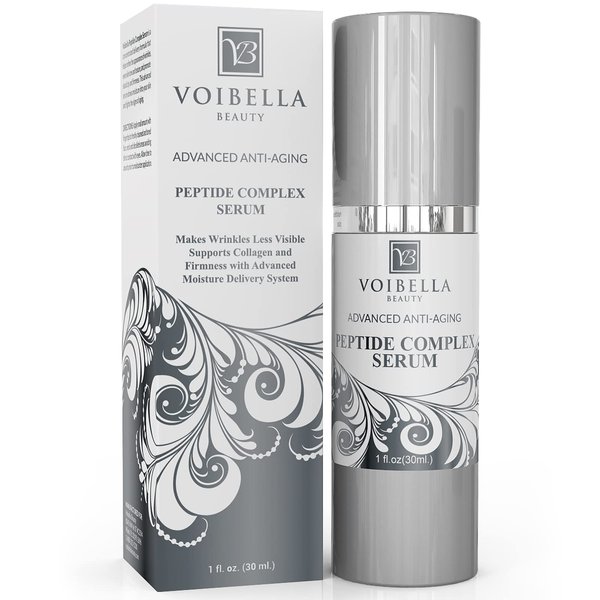 Peptide Complex Serum & Collagen Support For Face - Natural & Organic Anti Aging Skin Serum - Peptides, Hyaluronic Acid, Amino Acids & Vitamin E for Wrinkles, Hydrating, Firming & Elasticity