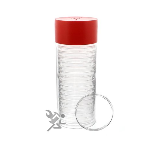 OnFireGuy Red Lid Capsule Tube & 20 AirTite 40.6mm Direct Fit Coin Holders | 1oz Silver Eagle Coin Holders | Plastic Coin Tube with Airtite H40 Coin Capsules for Silver Eagle Panda Libertad Kangaroo