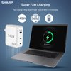 Sharp 140W USB C Charger, Compact Foldable GaN Fast Charge 3-Port (2 USB-C, 1 USB-A), Compact Foldable Wall Charger for MacBook Pro/Air, iPad Pro, iPhone 15/Pro, Galaxy S22/S21, Dell XPS, White