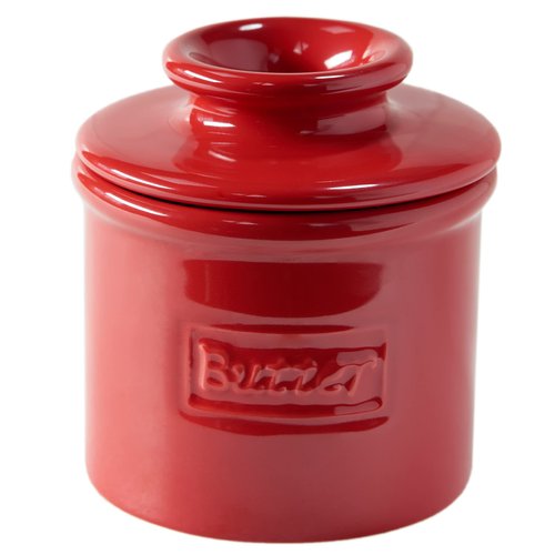 Butter Bell - The Original Butter Bell crock by L Tremain, a Countertop French Ceramic Butter Dish Keeper for Spreadable Butter, Café Retro Collection, Maraschino Red, Glossy Finish