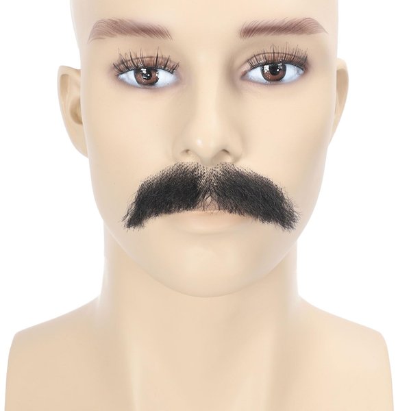 Fake Beard | Adytom Human Hair Lace Hands Tied Realistic Mustache For Adult Costume Theatrical Grade 1 Piece False Beards (Black)