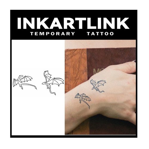 INKARTLINK Tattoo Tech, 2 Sheets Small Semi Permanent Tattoo, Adult Art Design Temporary Tattoos, Lasts 1-2 Weeks, Waterproof, Realistic Look, No Adhesive, No Reflection (Little Dragon)