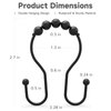 Bathway Shower Curtain Hooks Bathway Shower Curtain Rings Rust Proof Black Shower Curtain Hooks Balanced Smooth Glide Double Shower Curtain Hooks, Shower Hooks for Shower Curtain Liner Shower Rod Hook