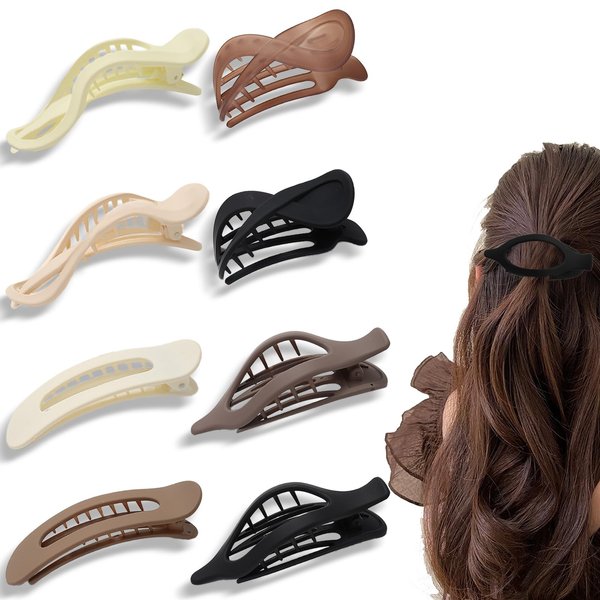 LifeDawn Flat Hair Clips for Women Girls,8PCS Flat Claw Clips French Hair Clips Duck Billed Hair Clips for Thick Hair Non-slip Hair Clips for Styling