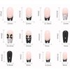 24Pcs Artificial Acrylic Fake Nails with Black Bow Pearl Designs, Press on Nails Square Medium Length, Full Cover Reusable Coffin False Nails, Women Glue on Nails Set, Stick on Nails for Nail Art