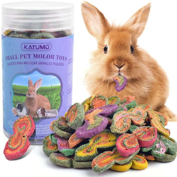 KATUMO Rabbit Chew Toys, 180g Timothy Grass Treats Small Animal Molar Toys for Guinea Pig Hamster Bunny Chinchilla Gerbil