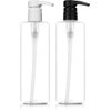 Bar5F Plastic Lotion Bottles with Black & White Pumps, 16 oz | Leak Proof, Empty Clear Cylinder, Refillable, BPA Free for Shampoo, Moisturizer, Face Cream, Liquid Hand Soap | Pack of 2