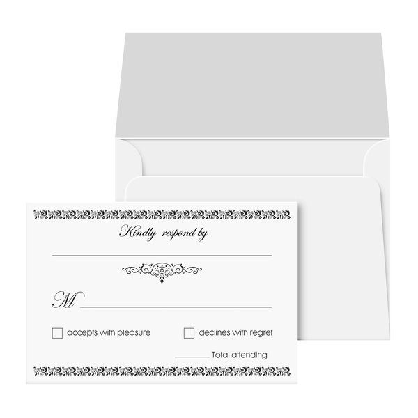 RSVP Wedding Return 4" x 6" Cards and Envelopes – Blank Reply Response Card for Weddings, Rehearsal Dinners, Baby and Bridal Showers, Birthdays, Engagements, Bachelorette Parties – 50 per Pack