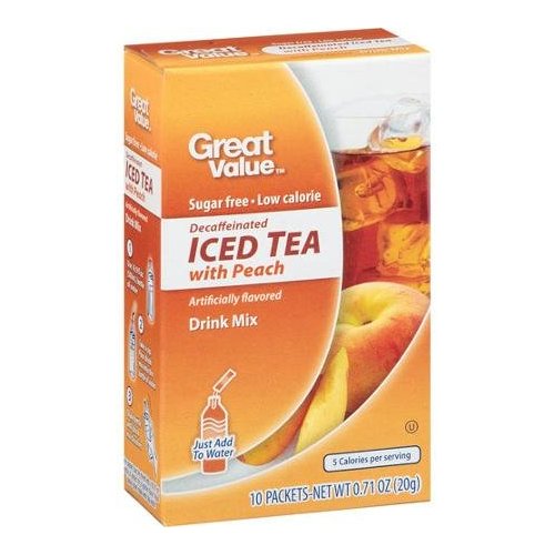 Great Value: Decaffeinated Iced Tea with Peach Drink Mix, .71 Oz (Pack of 4)