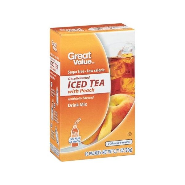 Great Value: Decaffeinated Iced Tea with Peach Drink Mix, .71 Oz (Pack of 4)