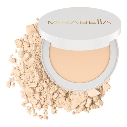 Mirabella Invincible For All Pure Press Powder Foundation Makeup, HD Finish Buildable Mineral Foundation for Sensitive Skin and All Skin Types with Hyaluronic Acid and Matrixyl 3000, Ivory I3