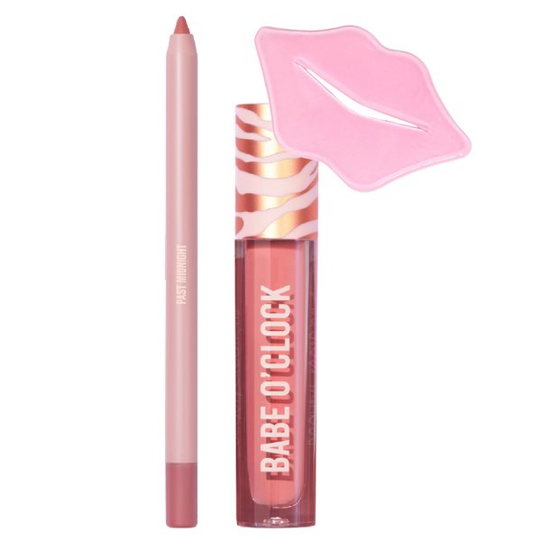 Glam Lux Beauty Bundle by Beauty Creations Availabilippy Lip Kit Duo Set Babe O'Clock in Rose Pink Lip Liner Matte Liquid Lipstick Long Lasting Smudge Proof Kiss Proof & Collagen Lip Mask