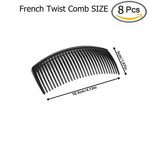 8 Packs French Twist Comb, Dwwffer Plastic Side Hair Combs with 29 Teeth Hair Comb Hair Clip Combs for Fine Hair Accessory for Women- Black