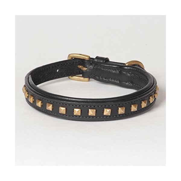 X-Small Leather Studded Padded Phantom Dog Collar; Fits 10" - 12" Neck Size