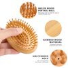 Bamboo Brush for Hair Growth, Natural Wooden Scalp Brush Mini Hair Scalp Massager Bamboo Bristles Detangling Hairbrush for Women, No Handle Design, Anti-Static Round Wood Pins