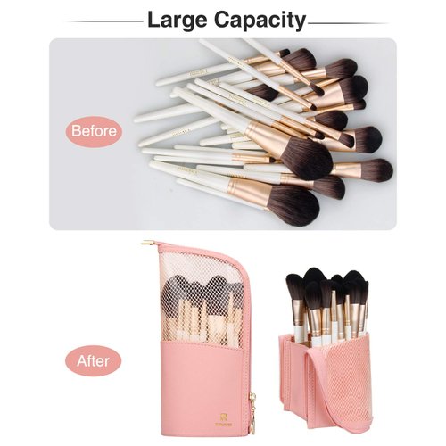 MONSTINA Makeup Brush Holder Professional Cosmetic Makeup Brush Organizer Stand-up Makeup Cup Makeup Artist Case (Pink)