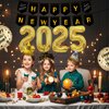 New Years Eve Party Supplies 2025-Happy New Years Decorations 2025 Kit-Party Favors Includes Hats, Banner, Glasses, Tiaras, Blowout, Balloons, Fringe Curtain Party Decor for Adults Kids