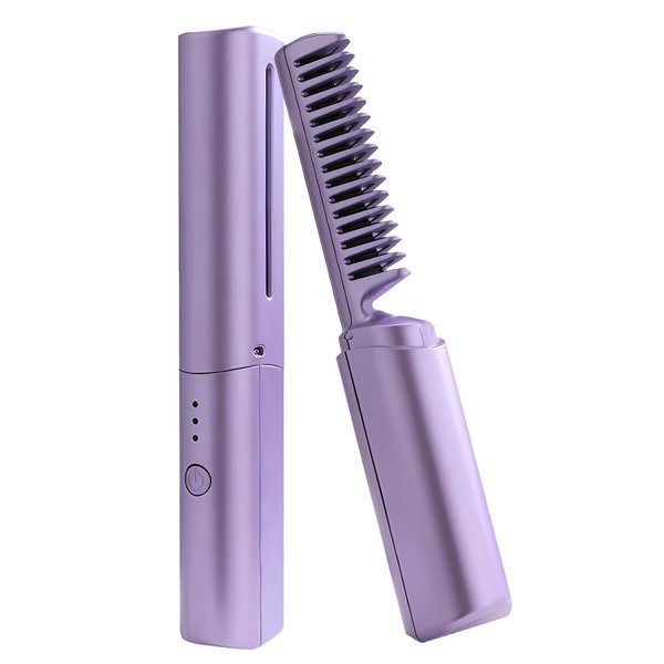 FA FIGHTART Rechargeable Mini Hair Straightener Cordless Heating Comb USB Portable Travel Heat Brush