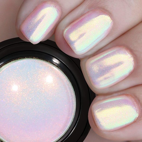 PrettyDiva Aurora Chrome Nail Powders - Mermaid Chrome Nail Powder Iridescent Pigment Pearl Mica Powder for Nail Art, White Irridescent Chrome Powder Pigment for Nails Chameleon Unicorn Powder Glitter