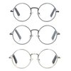 EYE ZOOM 3 Pack Metal Frame Round Reading Glasses with Spring Hinge (Black, Silver and Gunmetal, +1.75 Strength)