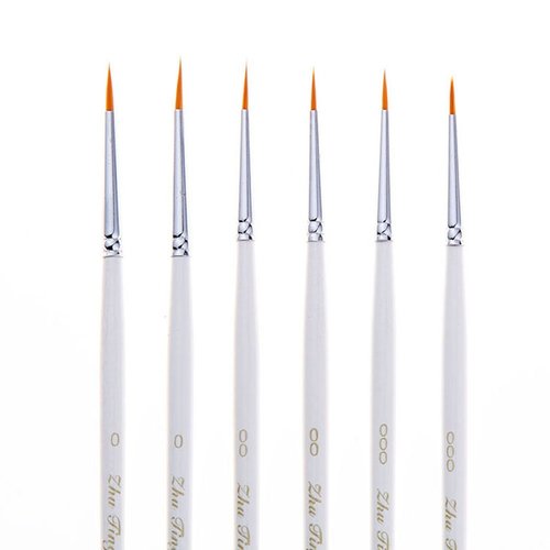 Fine Detail Paint Brush Set, 6 Pieces Miniature Art Brushes for Fine Detailing,Art Painting - Acrylic, Watercolor, Oil - Miniatures, Models, Airplane Kits, Nail