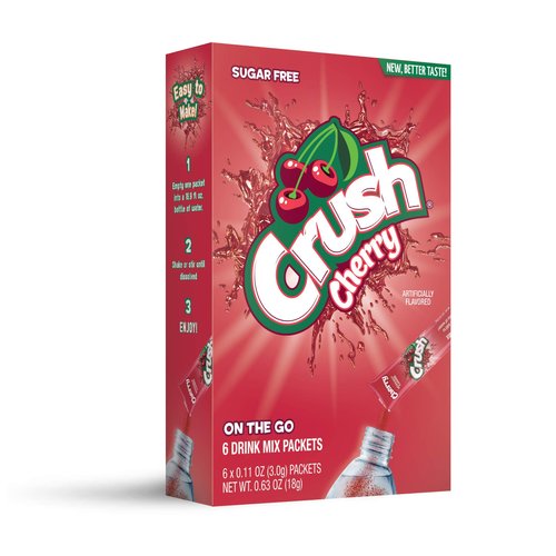 Crush, Cherry– Powder Drink Mix – Sugar Free & Delicious, Makes 72 flavored water beverages