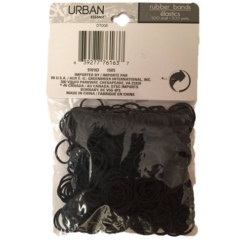 Pack of 500 Small Black Rubber Bands for Styling, Kids Hair, Braids Hair, Dreadlocks, Babies, Hair Twists, Ethnic Styles and Even Fishing, Urban Essence Brand