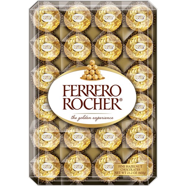 Ferrero Rocher Fine Hazelnut Chocolates, 48 Count Chocolate Gift Box, 21.2 Oz