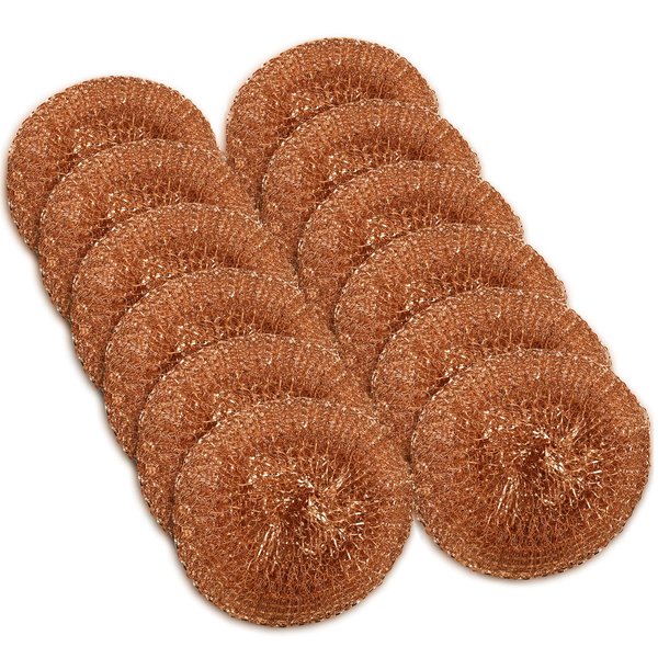 12 Pack Copper Coated Scourers by SCRUBIT – Scrubber Pad used for Dishes, Pots, Pans, and Ovens. Easy scouring for Tough Kitchen Cleaning.