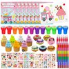 72 Pcs Ice Cream Coloring Book Party Favors Set, Candyland Donut Birthday Party Pinatas Goodie Bag Fillers,Cand Supplies Craft DIY Kit Face Stickers Tattoo for Classroom Sweet Candy Party