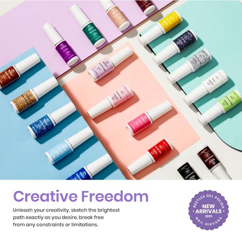 beetles Gel Polish Nail Art Gel Liner Nail Polish Set 20 Colors Spring Pastel Gel Polish Pink Blue Brown Easter Gel Nail polish Soak Off UV Gel Built Thin Nail Brush in Bottle Gift for Women