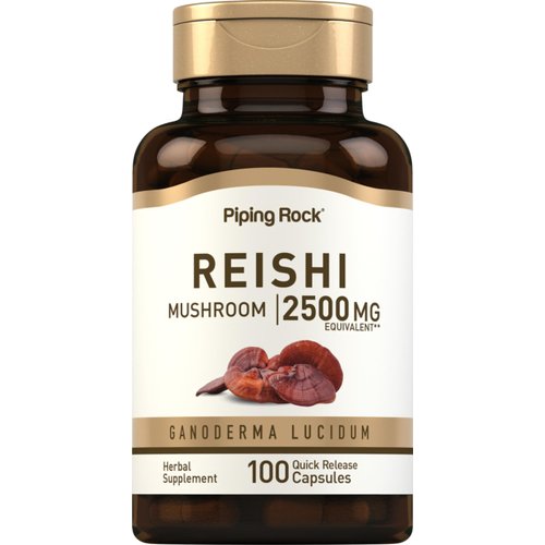 Piping Rock Reishi Mushroom Supplement | 2500mg | 100 Capsules | Standardized Herbal Extract | with Ganoderma Lucidum | Non GMO, Gluten Free
