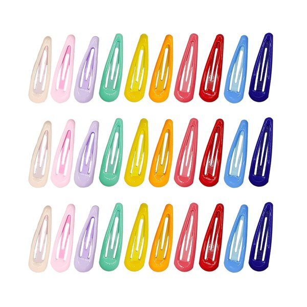 Cptots Metal Snap Hair Clips Water Drop No Slip Hair Barrettes for Women Small Hair Clips For Thick And Thin Fine Hair,Multiple Colors,1.97 x 0.5 Inches,30 PCS