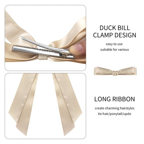 Wironoat Hair Bows Hair Clips for Women Small Hair Bow Satin Hair Clip Bowtie Accessories 2Pcs Black Brown-S