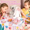 Kids Tea Party Set for Little Girls Birthday Gift Toys for 3 4 5 6 7 8 Year Old Girls, Cute Princess Play Toddlers Tin Tea Set, Pretend Toys with Desserts, Flower Teapot & Teacup & Carrying Case