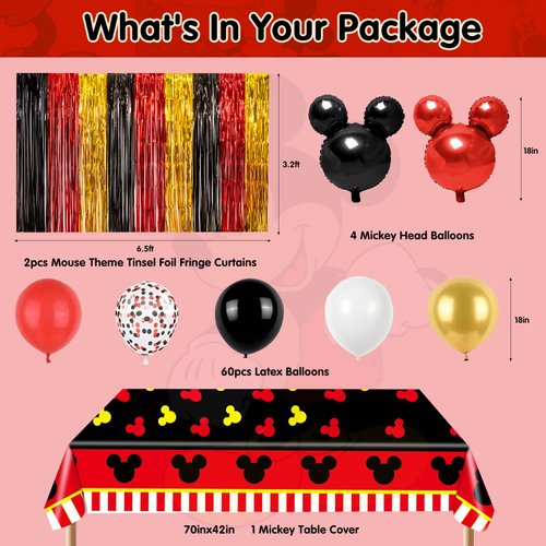 Cartoon Mouse 1st Birthday Party Decorations,One Year Theme Party Supplies Included Cartoon Mouse Tablecloth,Latex Balloons,Foil Balloons, for Mouse Themed Party Supplies (Tablecloth Set)