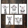 Stickerbrand Nursery Safari Baby Animal Posters (set of 5) Prints. Baby Elephant, Giraffe, Rhino, Lion and Zebra. Unframed. Great gifts for Baby shower, Kids Bedroom or Bathroom Decor. #P1022