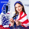 Ronglry 4th of July Headband for Women Patriotic American Flag Headband Red White and Blue Headband Crystal Heart USA Knotted Wide Headbands Independence Day 4th of July Accessories Gifts-Blue