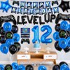 12th Video Game Birthday Party Decoration Balloons Game on Party Supplies Set Include Happy Birthday Banner Foil Balloon Latex Balloon Ideal for Kids Boys Party Room Indoors Outdoor Activities Decor