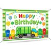 Mocsicka Trash Truck Backdrop Garbage Truck Birthday Decorations for Kids Green Trash Truck Party Supplies Banner Background 70.8 x 43.3 Inch