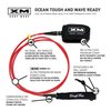 XM SURF MORE Comp 6ft Surfboard Leash with Tangle Free Upgrade, Cord Thickness (.220in), Key Pocket, Unbreakable Swivels, Detachable Railsaver, Made in USA