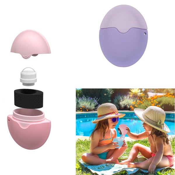 Sunscreen Applicator - Single Purple - BPA-Free Refillable Roll on Sponge Sunscreen, Suncream & Lotion Applicator For Kids, Adults & Families - Holds 1.9 fl oz, Perfect Size for Trave (Purple)
