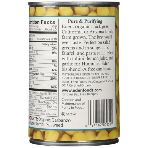 Eden Foods Organic Garbanzo Beans, 15 oz