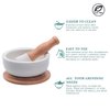 Porcelain Mortar and Pestle Set – Pill Crusher, Spice Grinder, Herb Bowl, Pesto Powder – Molcajete for Salt - Plus Lid/Non-Slip Base