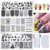 3pcs Nail Stamper Plate Kit Butterfly Leaves Image Nail Stamping Template with Clear Stamp and Scraper for Nail Art Design