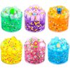 6 Pack Jelly Cube Crunchy Slime Kit, with Yellow, Pink, Purple, Green & Blue Clear Crunchy Slime, Super Soft Sludge Toy with Cute Charms, Party Favors Christmas Slime for Girls and Boys
