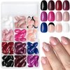 LoveOurHome 288pc Oval Press on Nails Short Fake Nails Tips Acrylic Nails Press ons Nail Short Almond Glue on Nail French Tips Press on Nail Women Girls Artificial False Nail with Adhesive Tabs