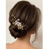 JONKY Flower Hair Comb Gold Leaf Headpieces Pearl Hair Pieces Bridal Hair Side Combs Wedding Hair Accessories for Bride and Bridesmaid